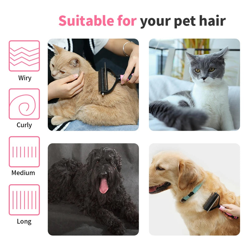 Pet Grooming Cleaning Tool 2 in 1 Pet Shedding Tool Combining Open Knot Hair Removal Hair Comb Hair Removal Comb For Cats Dogs