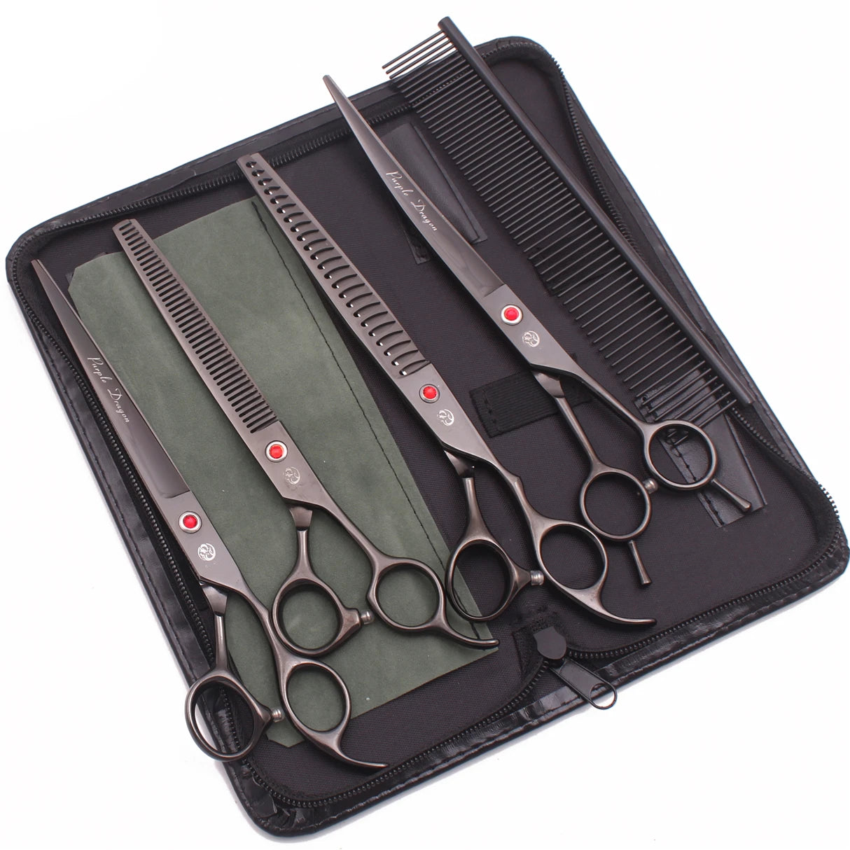 Scissors for Dogs 8 inch Purple Dragon Japan 440C Pet Grooming Scissors Chunker Shears Dog Thinning Shears Curved Add Case Z3015