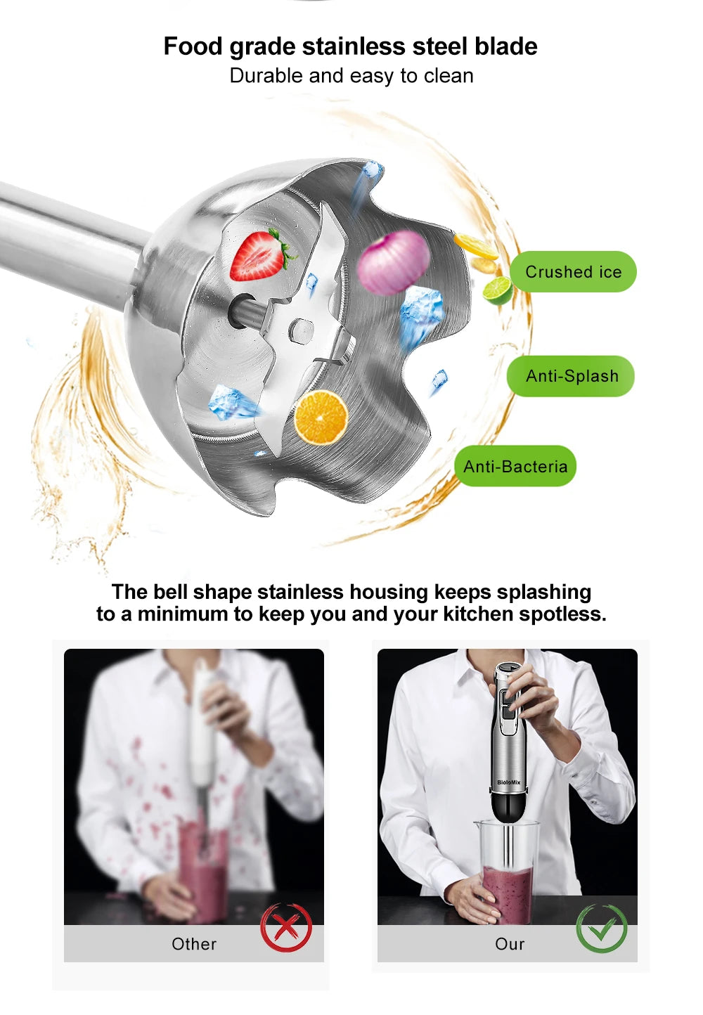 BioloMix 4 in 1 High Power 1200W Immersion Hand Stick Blender Mixer