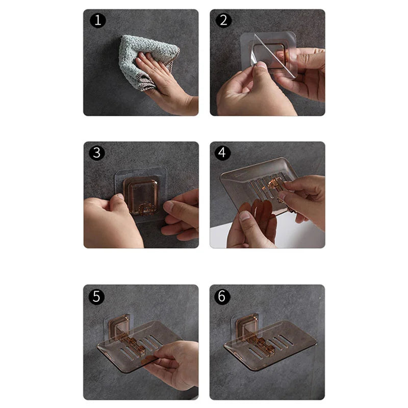 Soap Rack No Drilling Wall Mounted Double Layer Soap Holder Soap Sponge Dish Bathroom Accessories Soap Dishes Self Adhesive