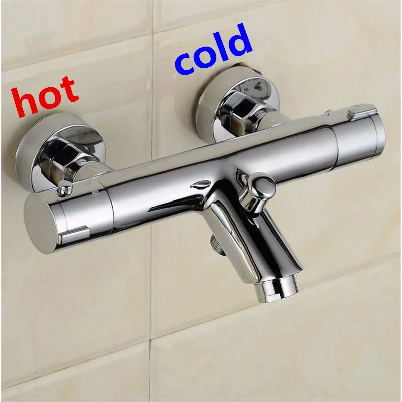 Chrome Thermostatic Shower Faucets Bathroom Thermostatic Mixer Tap Hot And Cold Bathroom Mixer Mixing Valve Bathtub Faucet