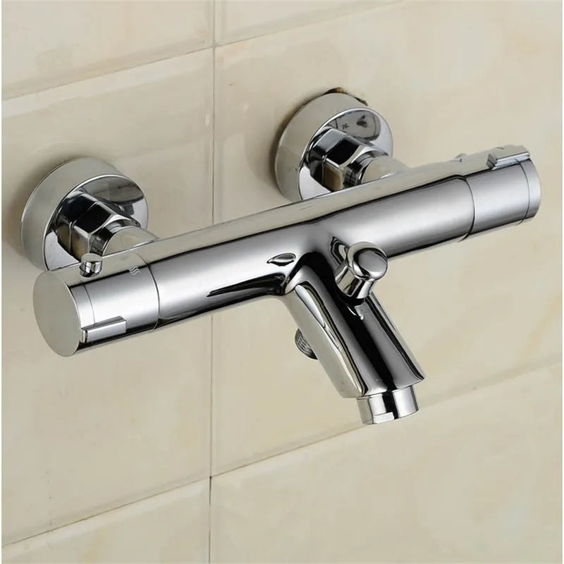 Chrome Thermostatic Shower Faucets Bathroom Thermostatic Mixer Tap Hot And Cold Bathroom Mixer Mixing Valve Bathtub Faucet