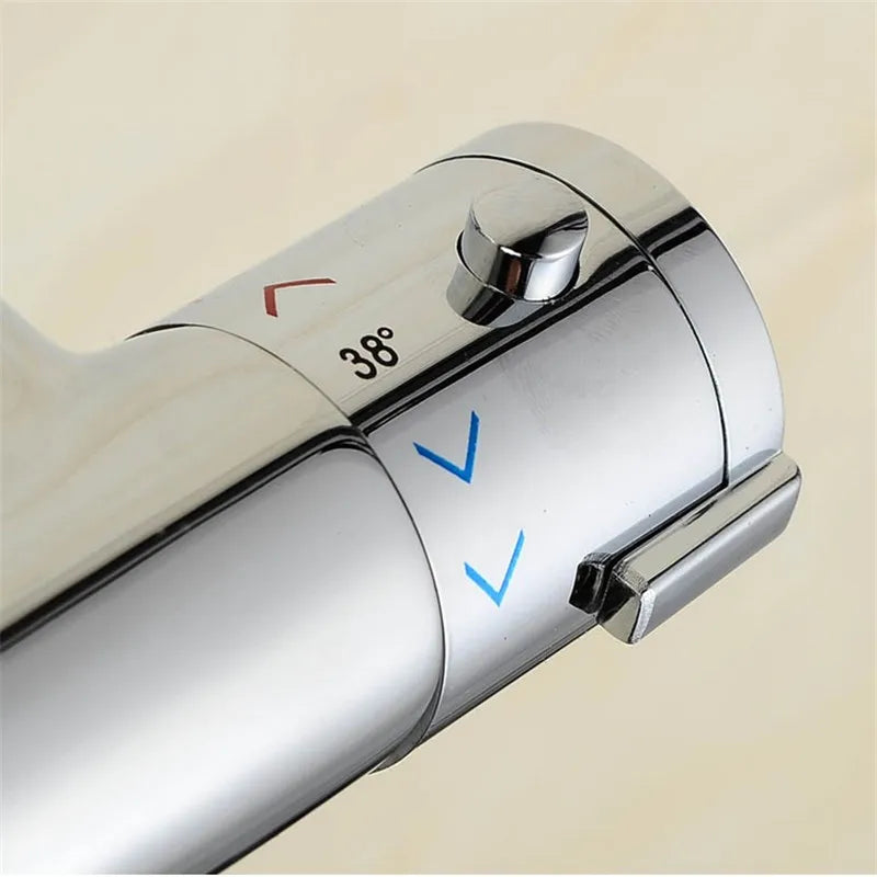 Chrome Thermostatic Shower Faucets Bathroom Thermostatic Mixer Tap Hot And Cold Bathroom Mixer Mixing Valve Bathtub Faucet