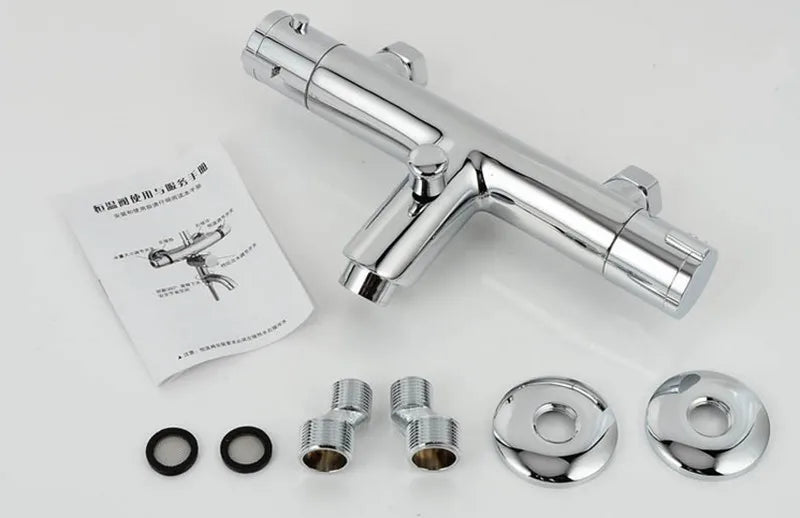 Chrome Thermostatic Shower Faucets Bathroom Thermostatic Mixer Tap Hot And Cold Bathroom Mixer Mixing Valve Bathtub Faucet