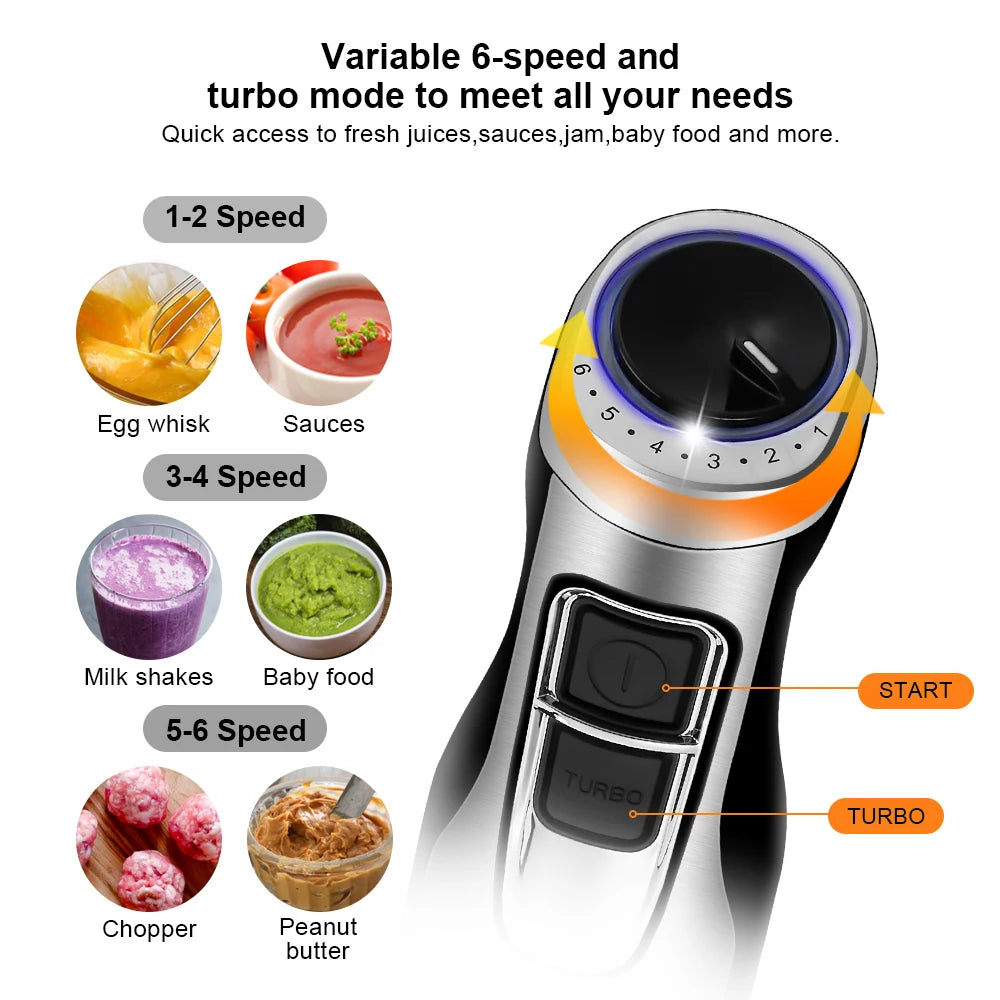 BioloMix 4 in 1 High Power 1200W Immersion Hand Stick Blender Mixer