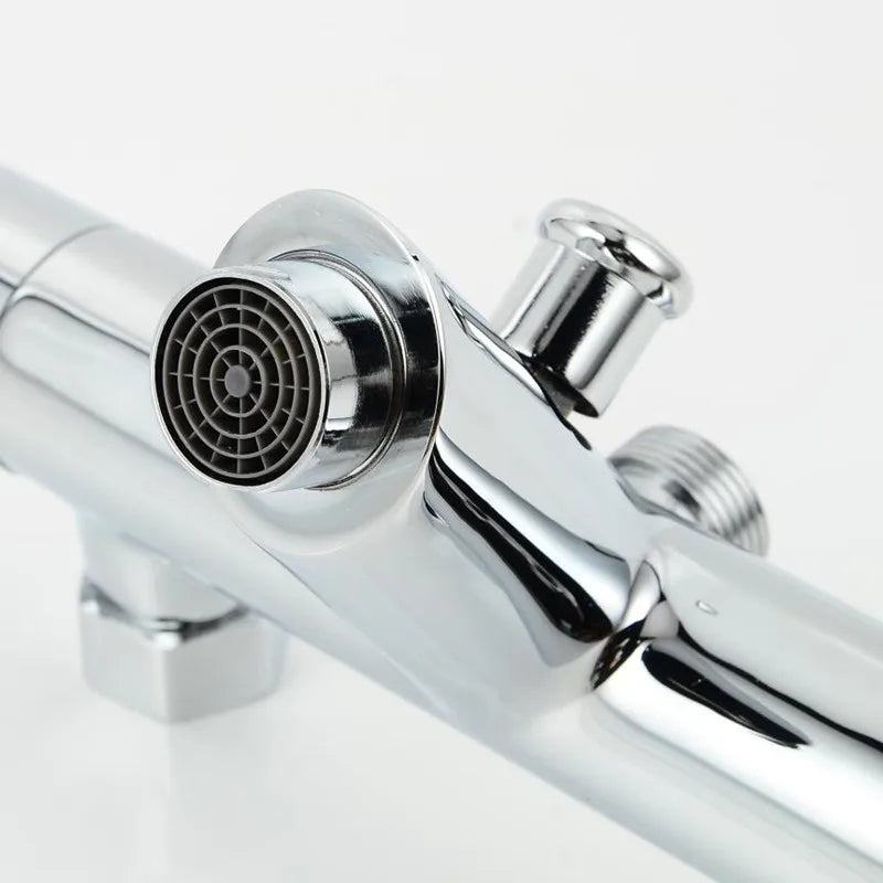 Chrome Thermostatic Shower Faucets Bathroom Thermostatic Mixer Tap Hot And Cold Bathroom Mixer Mixing Valve Bathtub Faucet