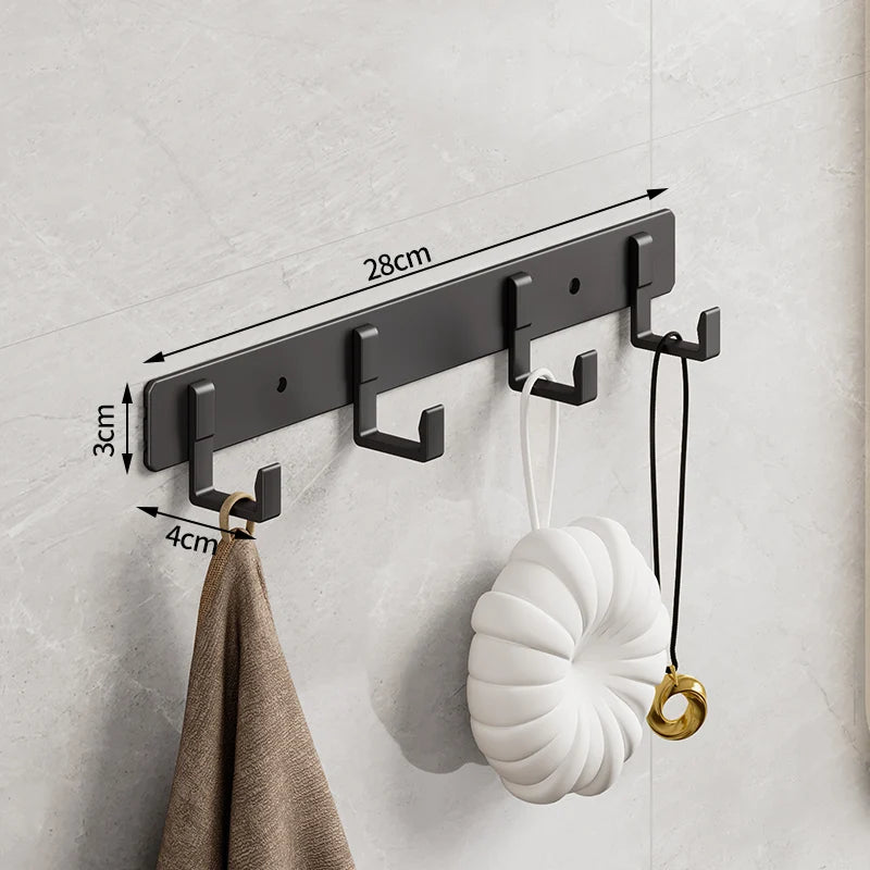 Space Aluminum Black Hook Bathroom Towel Hook Living Room Door Back Clothes Hook Simple Black Storage Hook To Save Space