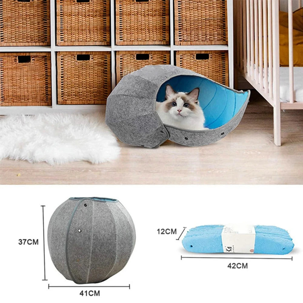 1pcs Pet Spherical Foldable Multiplayability Cat Toy Bed Interactive Cat Tunnel Toy Dual-Use Indoor Toy Cat House Kitten Mat