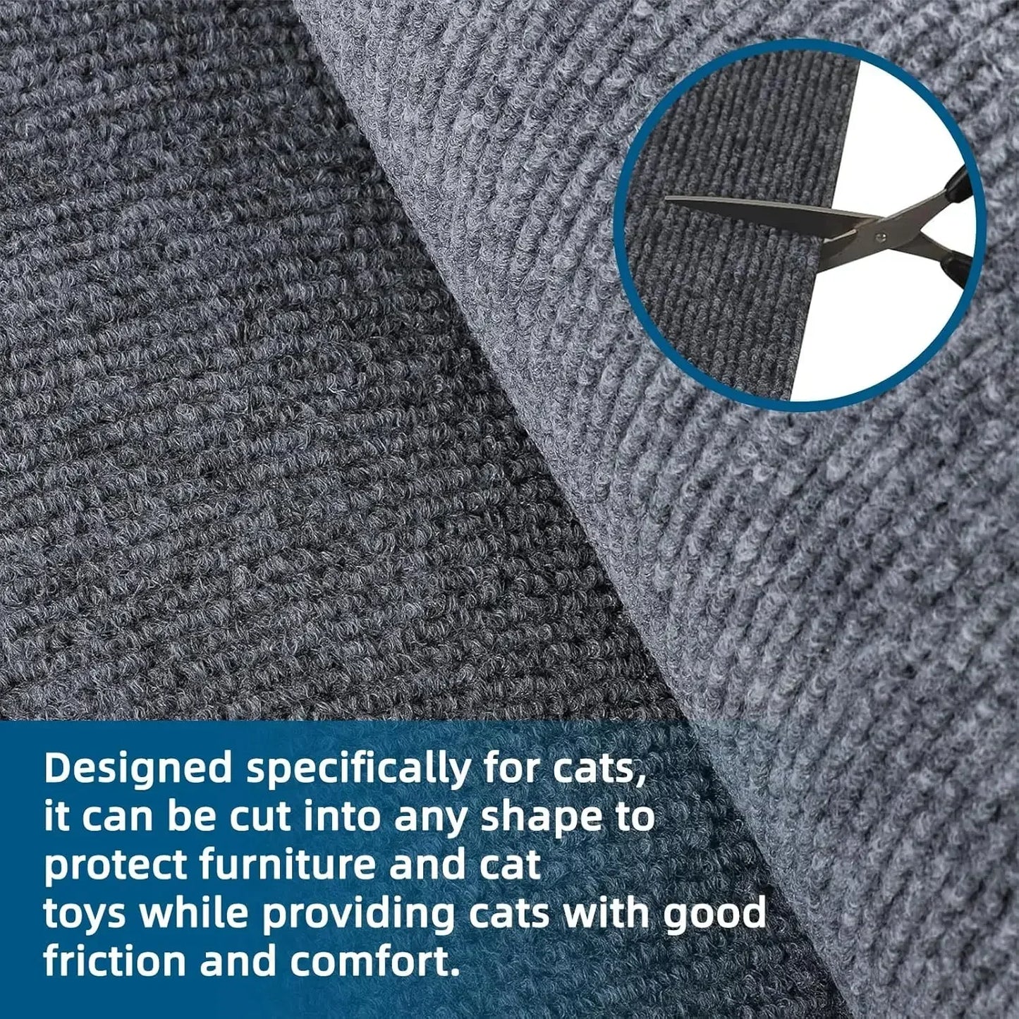 Cat Scratching Mat with Self-Adhesive Trimmable Cat Carpet Cat Scratching Carpet Corner Wall Cat DIY Scratch Furniture Protector