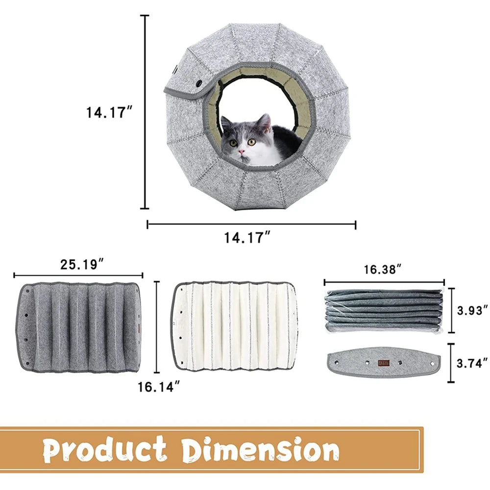 1pcs Pet Spherical Foldable Multiplayability Cat Toy Bed Interactive Cat Tunnel Toy Dual-Use Indoor Toy Cat House Kitten Mat