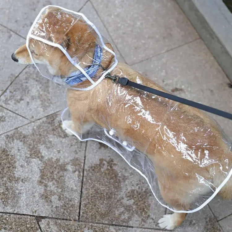 Dog Raincoat Pet Dog Puppy Transparent Rainwear Raincoat Hooded Waterproof Clearjacket Plastic Puppy Rain Poncho Outdoor