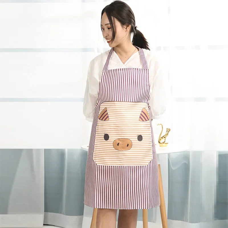 Creative Cartoon Hand-Wiping Apron Waterproof Anti-Oil For Woman Men Chef Work Apron Grill Restaurant Shop Cafes Kitchen
