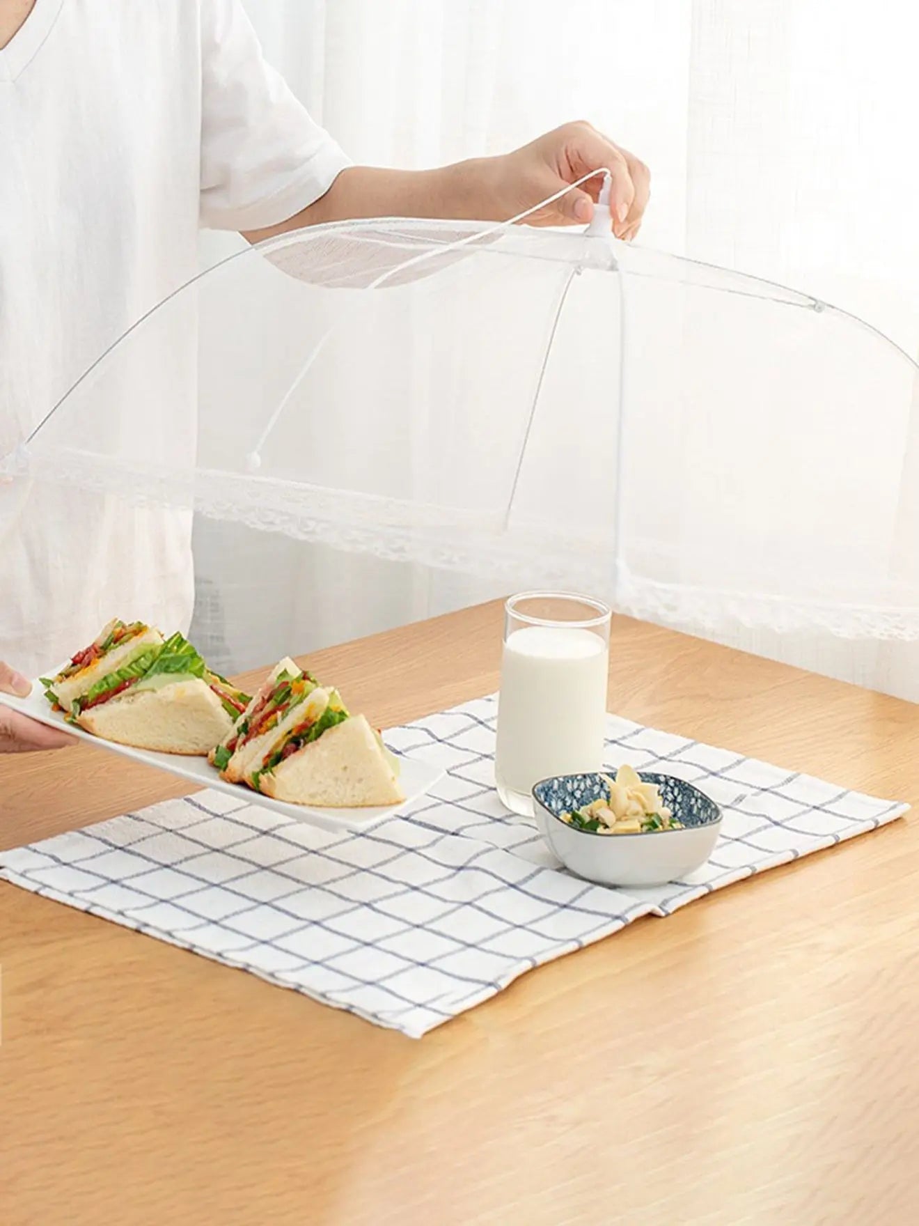 1PC-Food Covers Mesh Foldable Kitchen Anti Fly Mosquito Tent Dome Net Umbrella Picnic Protect Dish Cover Kitchen Accessories