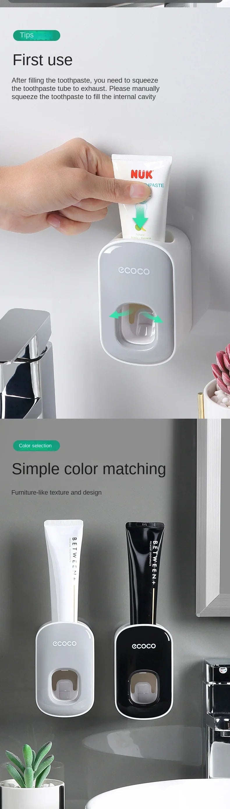 Automatic Toothpaste Dispenser Dust-proof Toothbrush Holder Wall Mount Stand Bathroom Accessories Set Toothpaste Squeezer