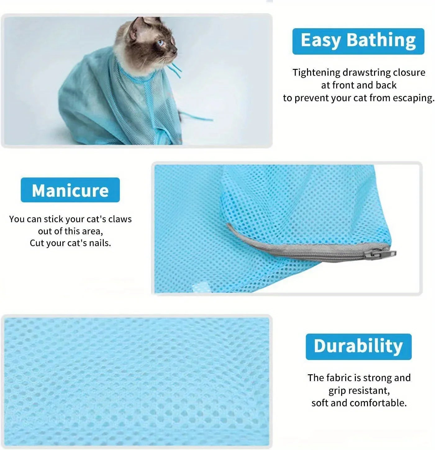 Cat washing bag multi-purpose nail clipper anti-scratch and anti-bite bathing bag fixed bag cat cleaning and grooming tools