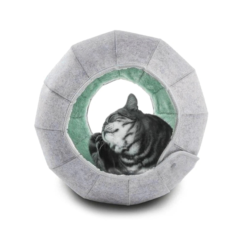 1pcs Pet Spherical Foldable Multiplayability Cat Toy Bed Interactive Cat Tunnel Toy Dual-Use Indoor Toy Cat House Kitten Mat