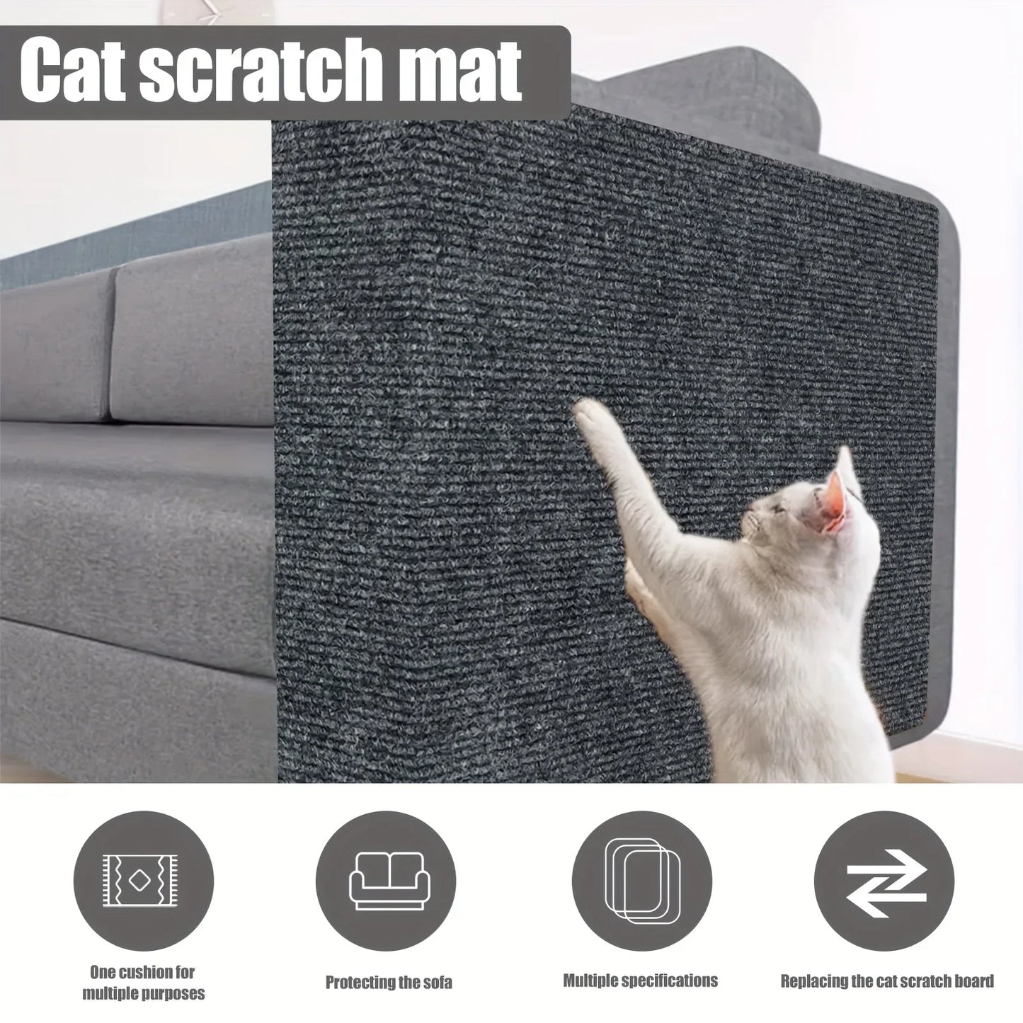 Cat Scratch Mats Self-Adhesive Replacement Cat Scratching Mats Cat Wall Furniture Protector Wear Resistant Mat