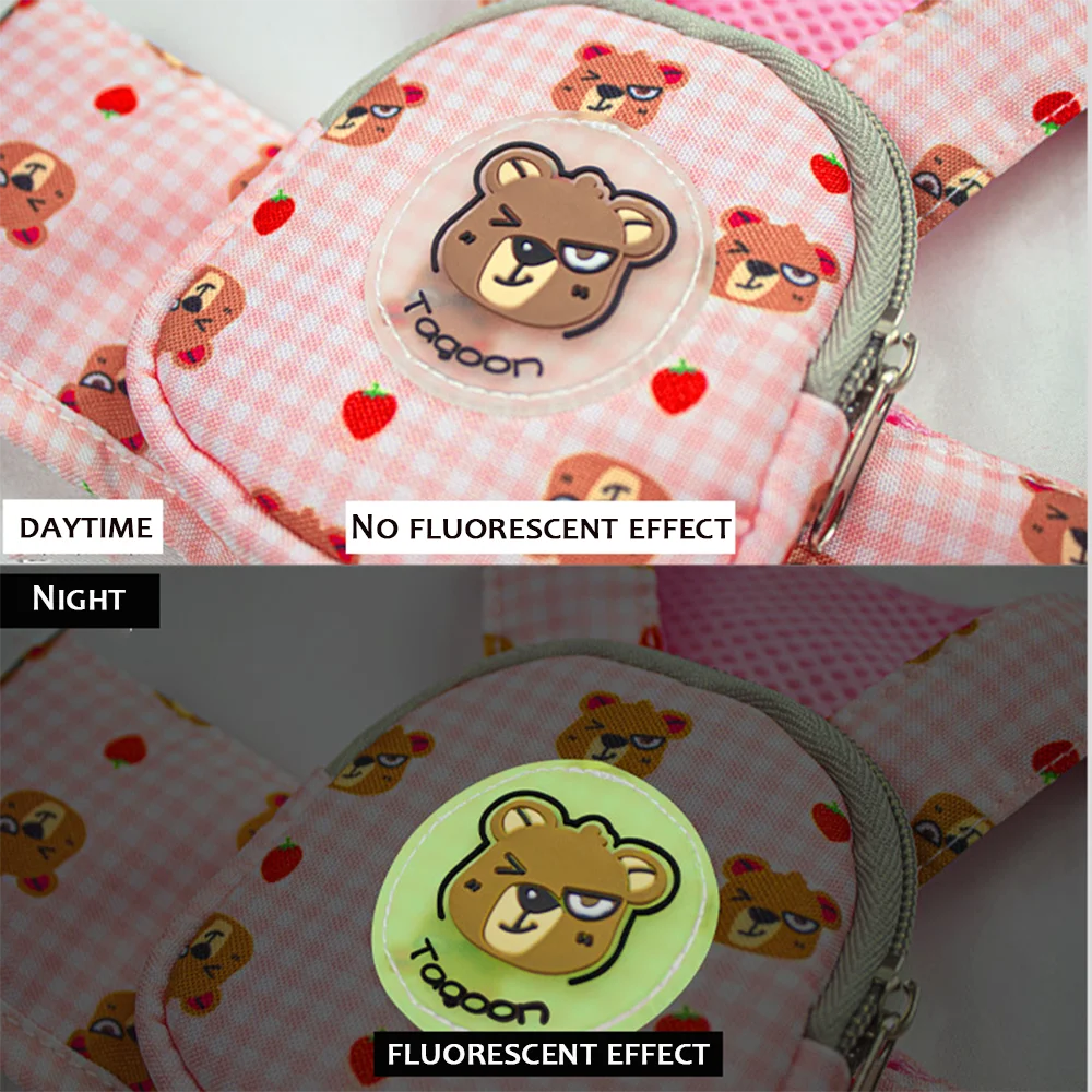 Pet Harness with Backpack for Dog Outdoor Travel Dog Snacks Backpack Cute Bear Motif Dog Harness with Leash Mini Dog Backpack