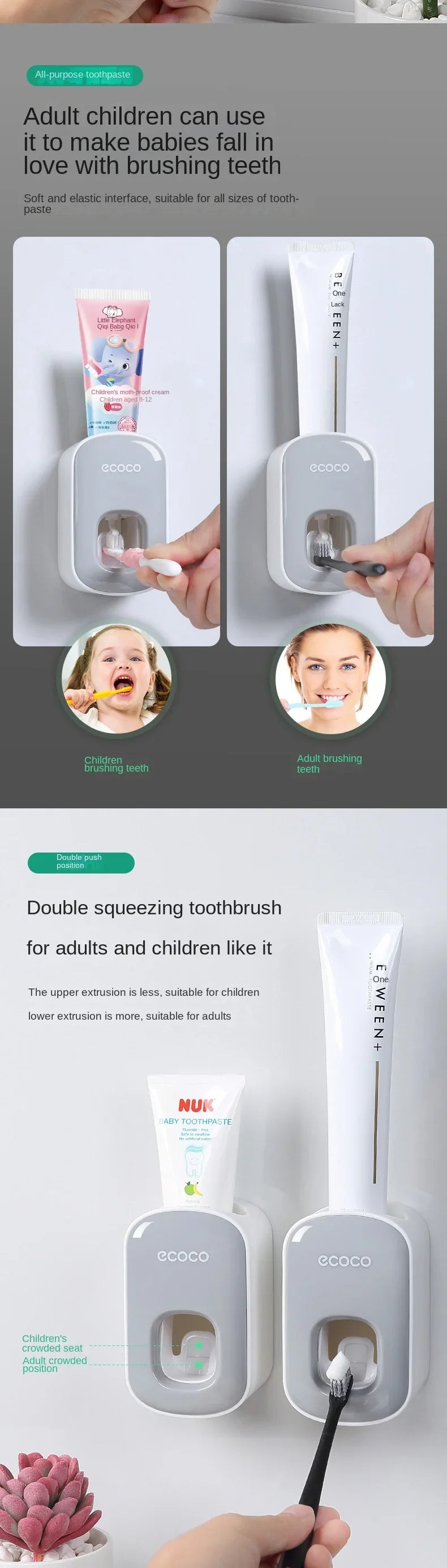 Automatic Toothpaste Dispenser Dust-proof Toothbrush Holder Wall Mount Stand Bathroom Accessories Set Toothpaste Squeezer