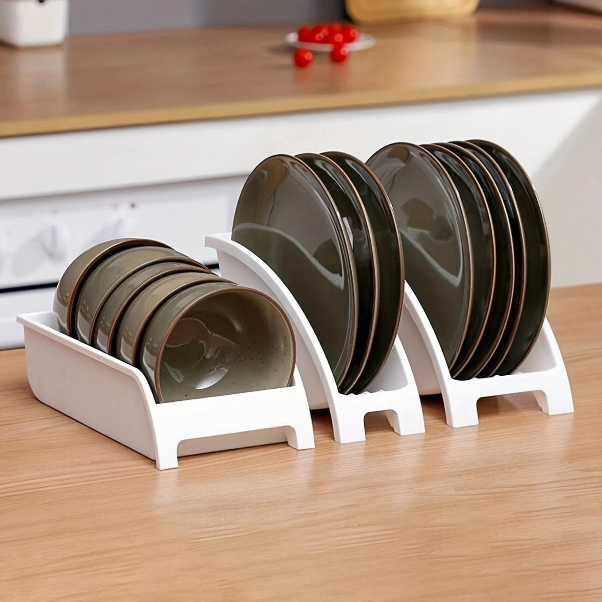 1pc-white kitchen storage rack, bowl, plate, cutlery storage rack, drainage rack, multifunctional household storage rack
