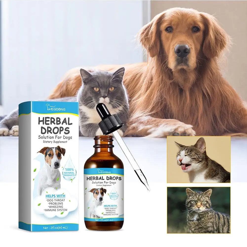 Dog Cough Drop Wet Medicine Sore Throat Soother Sneezing Cough Relief Anti Inflammation Itching Relief Natural Pet Cough Liquid