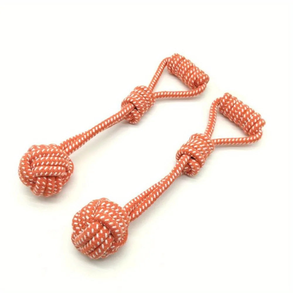 1pcs Dog Cotton Rope Toy Molar Bite Resistant Braided Rope Knot Toy Medium Large Hand Pull Toy Pet Random Color