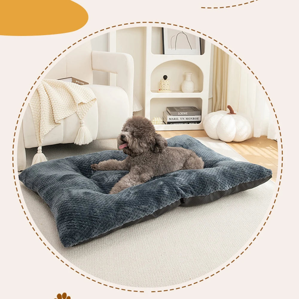 Dog Bed Pet Mat Pet Bed Washable Plush Pet Crate Bed For Dog Anti-Slip Pet Mat Bed For Cat Fluffy Comfy Pet Sleeping Mat