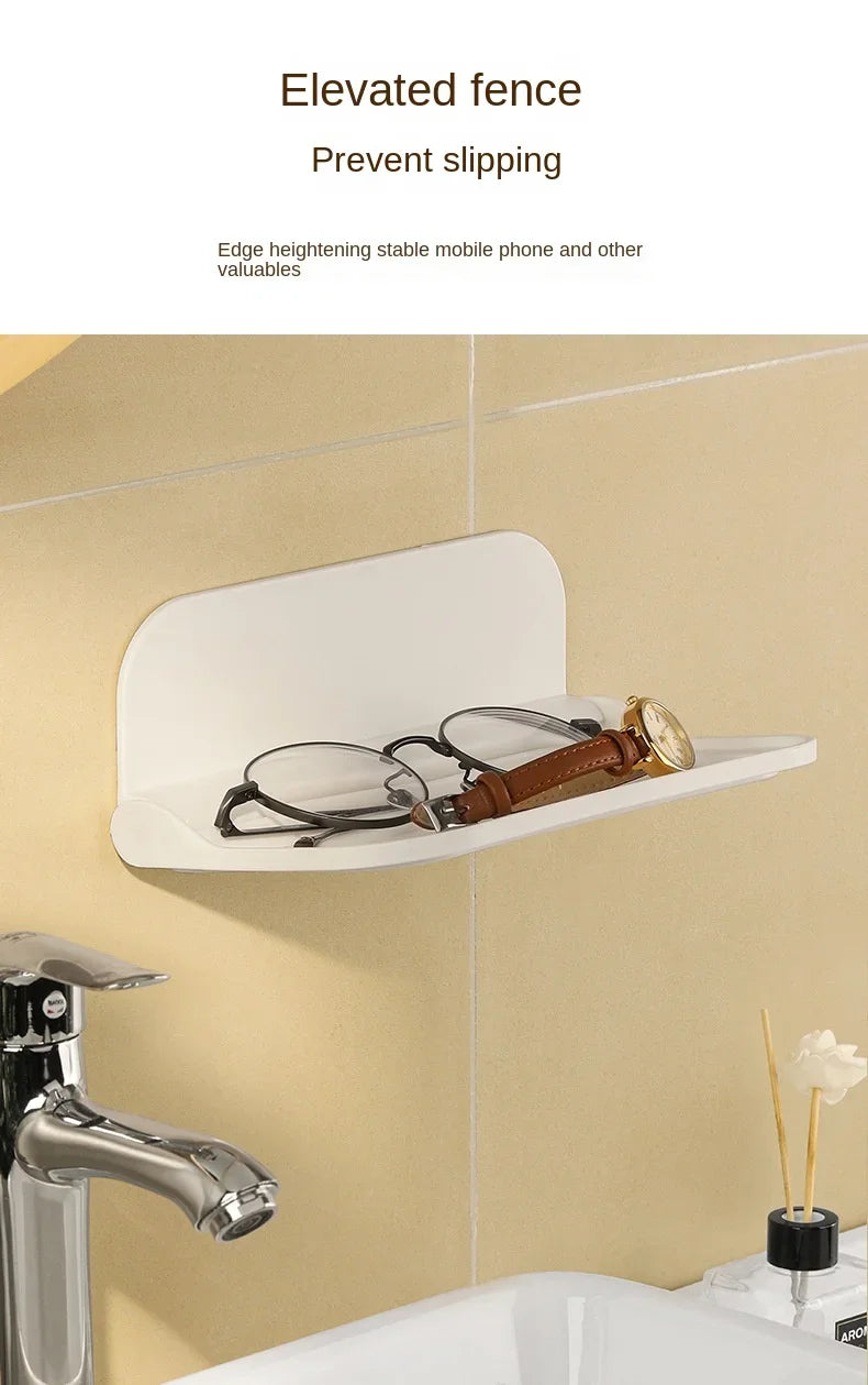 Folding Wall Mounted Shelf Saving Space Foldable Storage Rack Punch-Free Phone Holder Wifi Router Storage Tray BathroomOrganizer