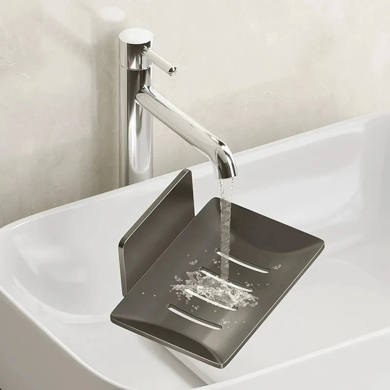 Bathroom Soap tray hole free wall mounted soap sponge holder organizer accessories kitchen soap holder