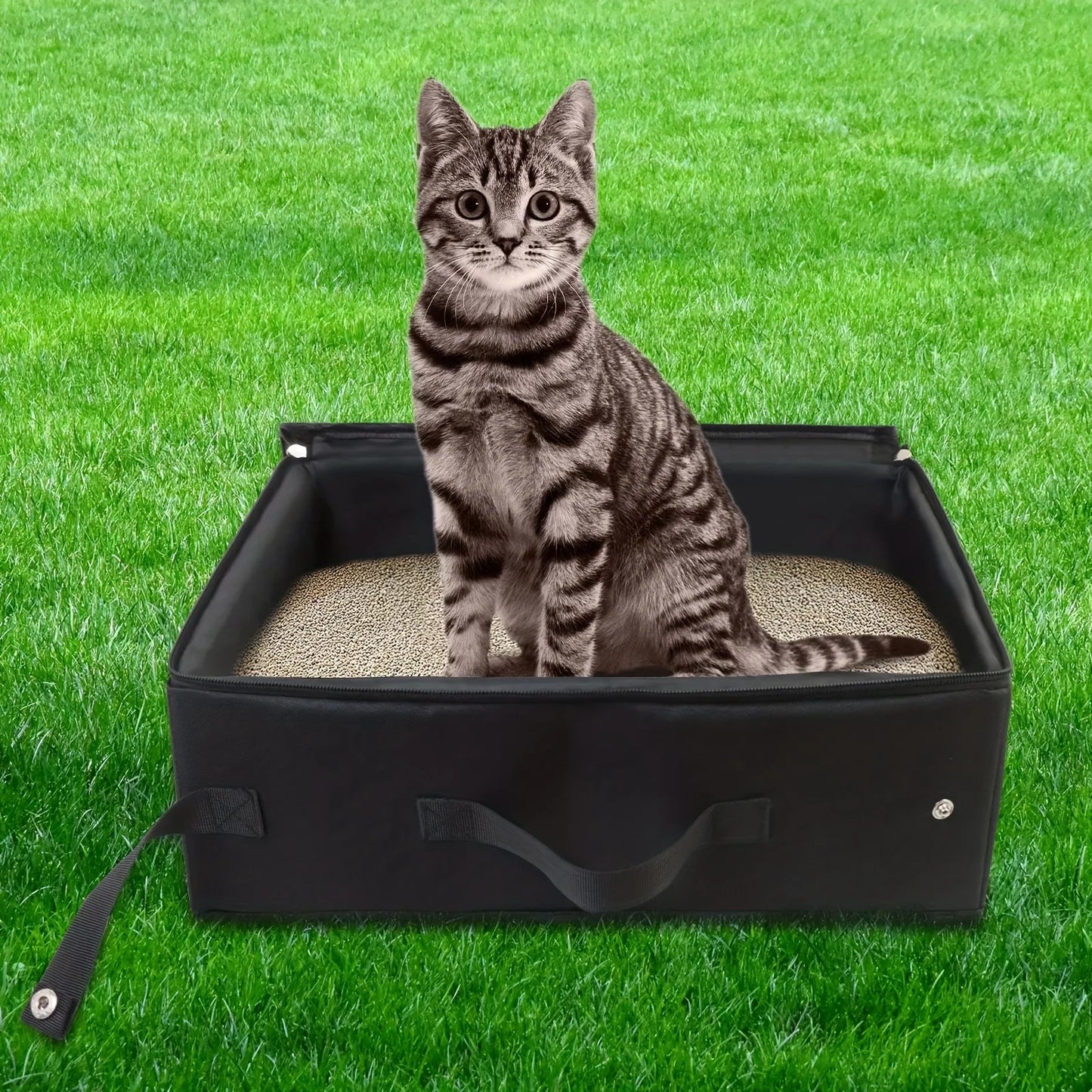 Foldable And Portable Cat Litter Box Fabric Cat Litter Basin With Lid And Handle Anti-Splashing Leak Proof Cat Travel Litter Box