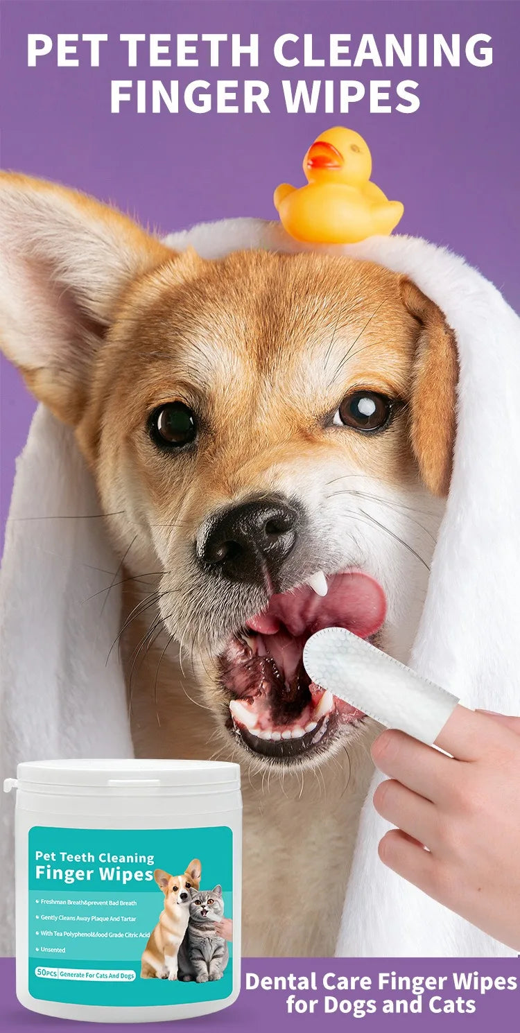 Pet cleaning products Disposable finger toothbrush Pet teeth cleaning finger covers wet wipes Dog and cat oral cleaning