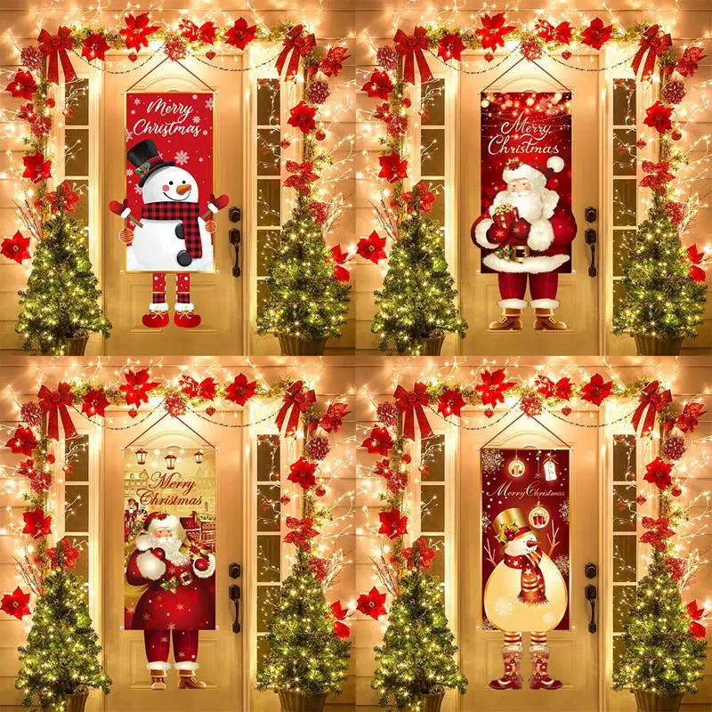 Santa Claus Hanging Flag Merry Christmas Decorations For Home 2023 Xmas Gifts Christmas Ornament Navidad Natal New Year 2024