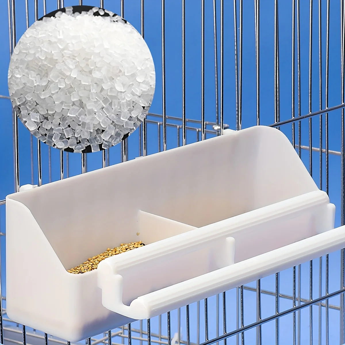 Double grid stand bird feeding trough parrot feeder