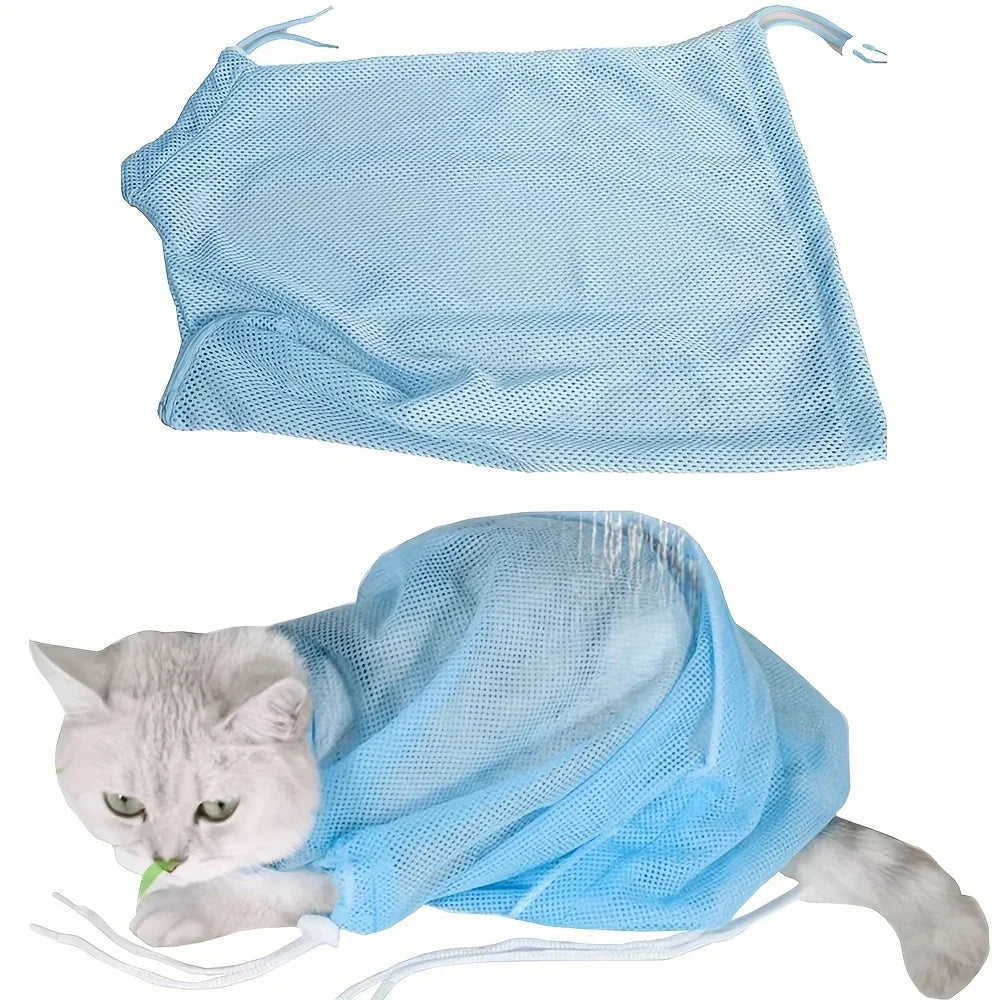 Cat washing bag multi-purpose nail clipper anti-scratch and anti-bite bathing bag fixed bag cat cleaning and grooming tools