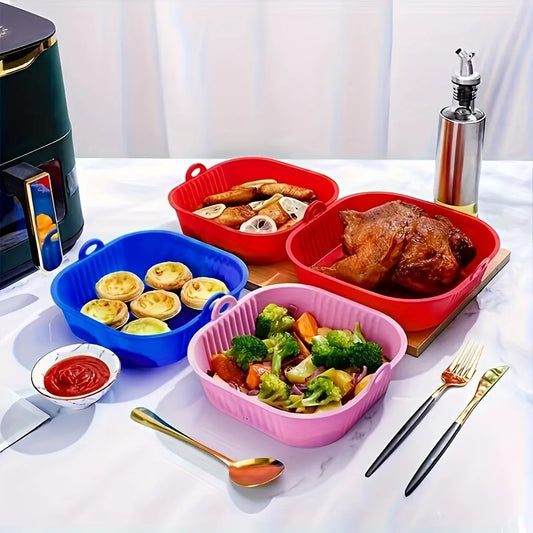 1pc Air Fryer Lined Pan, Air Fryer Basket Bowl, Replacement Parts, Reusable Baking Pan Oven Accessories