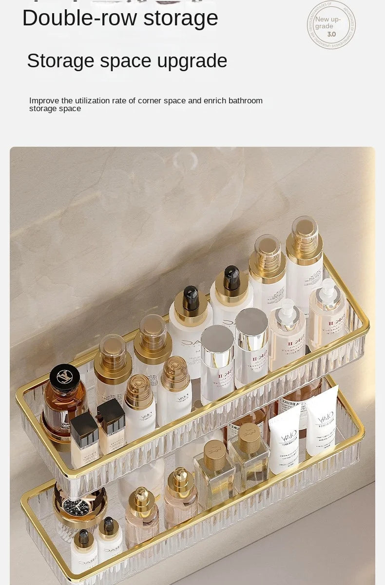 Household Bathroom Shelves Without Drilling Makeup Organizer Acryl Corner Shelf Items Bathroom Storage Rack Shampoo Holder