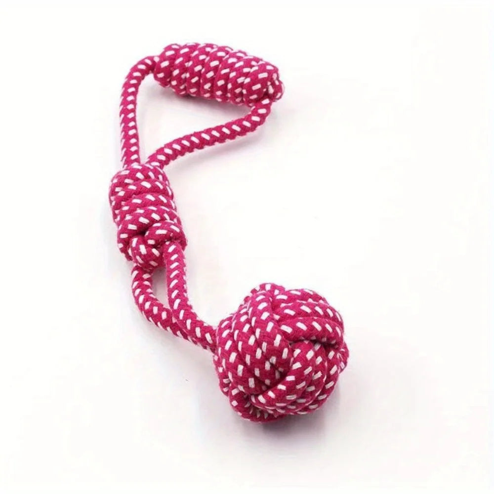 1pcs Dog Cotton Rope Toy Molar Bite Resistant Braided Rope Knot Toy Medium Large Hand Pull Toy Pet Random Color