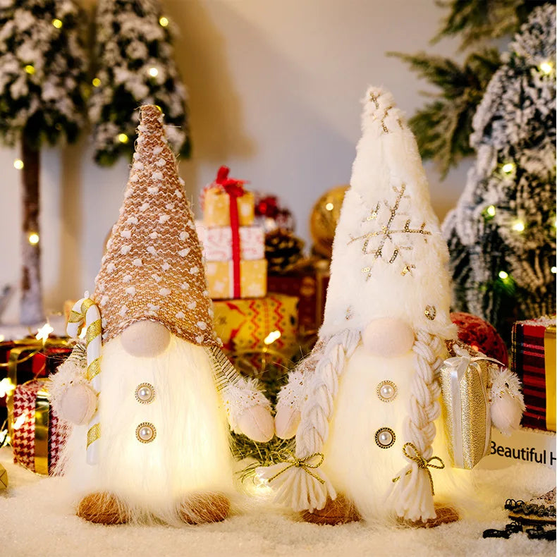 Glowing Gnome Christmas Faceless Doll 30cm Tree Decorations 2024 Night Light Xmas Gift Navidad 2023 New Year Home Decor