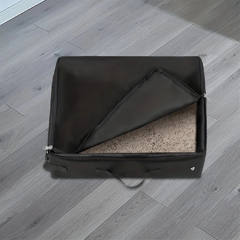Foldable And Portable Cat Litter Box Fabric Cat Litter Basin With Lid And Handle Anti-Splashing Leak Proof Cat Travel Litter Box