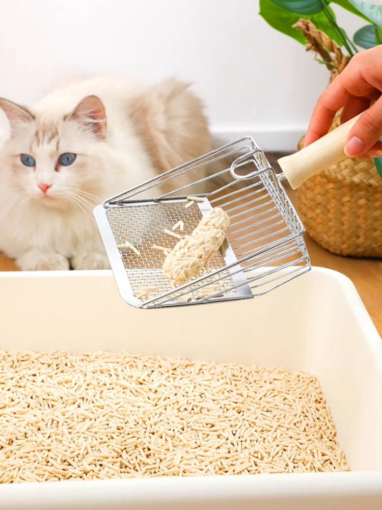 Cat Litter Scoop Stainless Steel Durable Handle Pet Poop Shovel Pet Cleaning Tool Metal Aluminum Alloy Cat Litter Scoop For Cat