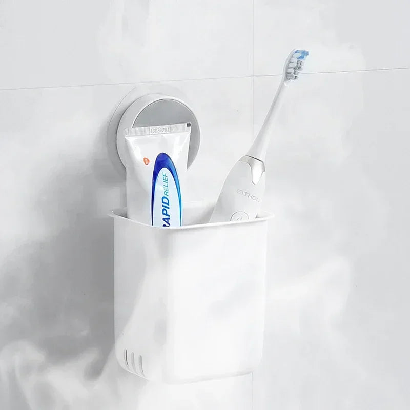 Toothbrush Wall Mounted Holder Toothpaste Mouth Cup Waterproof Holder Drill-FreeBathroom Storage Shelf Portable Rack Organize