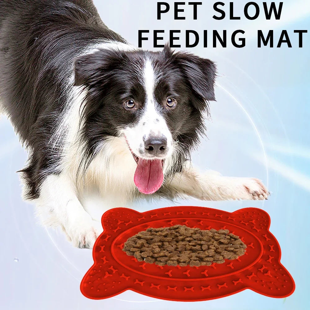 Pet Cat and dog tray suction cup lap pad slow eating pad anti-choking slow bowl lap pad silica gel slow eating plate