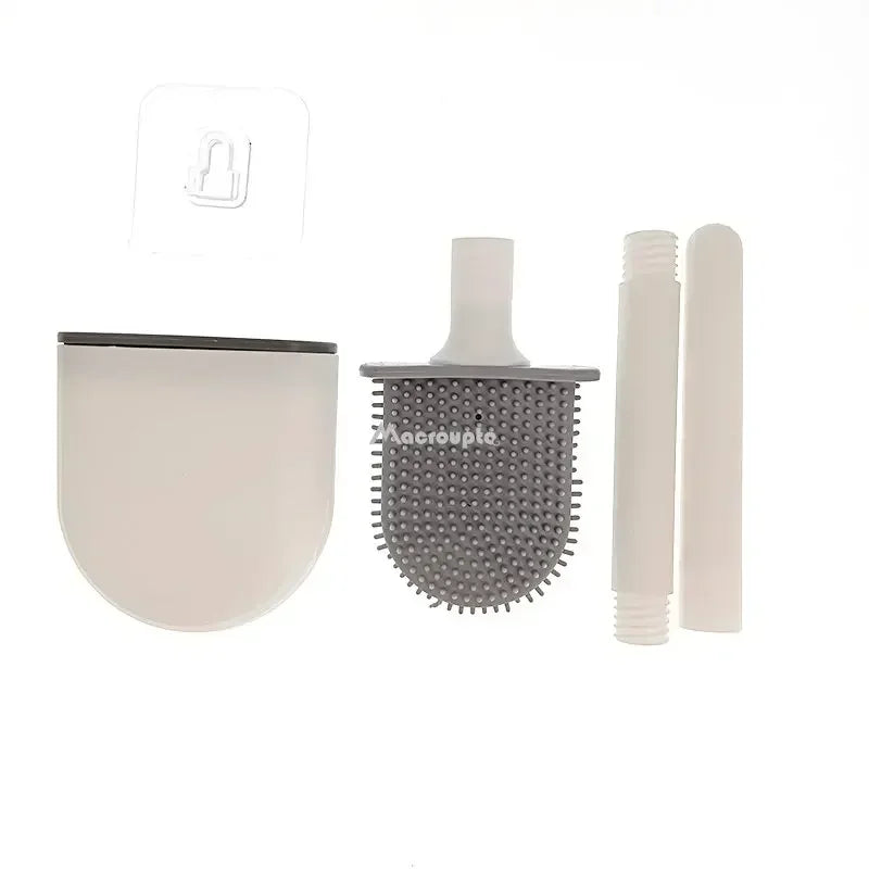 Flexible Silicone Toilet Brush Breathable Leakproof Toilet Bowl Cleaner Brush with Quick Drying Holder WallMounted Kit Bathroom
