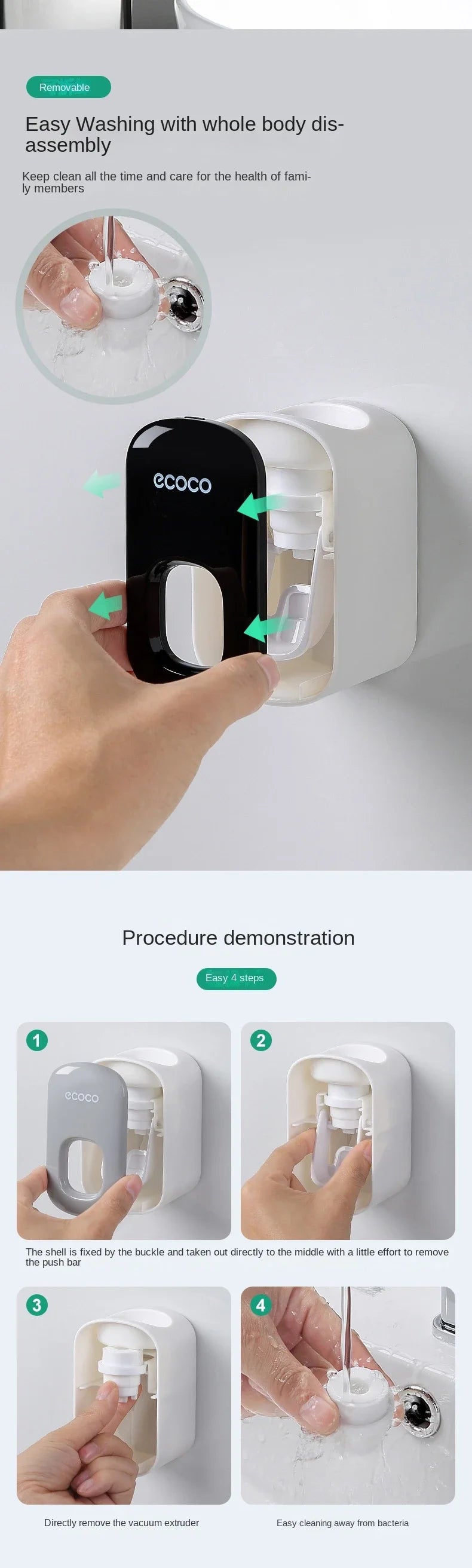 Automatic Toothpaste Dispenser Dust-proof Toothbrush Holder Wall Mount Stand Bathroom Accessories Set Toothpaste Squeezer