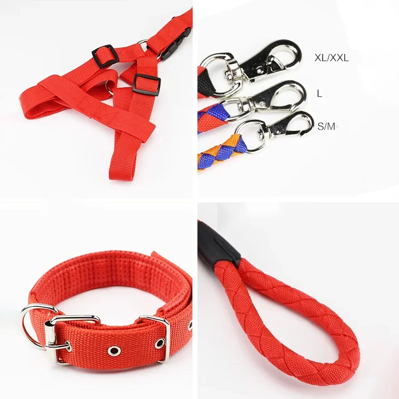 Three-piece Set Pet Collar Harness High Quality Nylon Collar for Dog Pet Adjustable Durable Pet Collar for Small Medium Dog