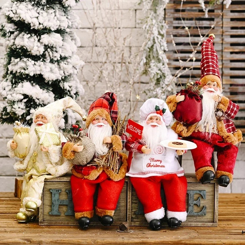 Standing Santa Doll Cute Doll Christmas Decoration 2024 Statue Festive Party Tabletop Cabinet Decoration Supplies Accessories