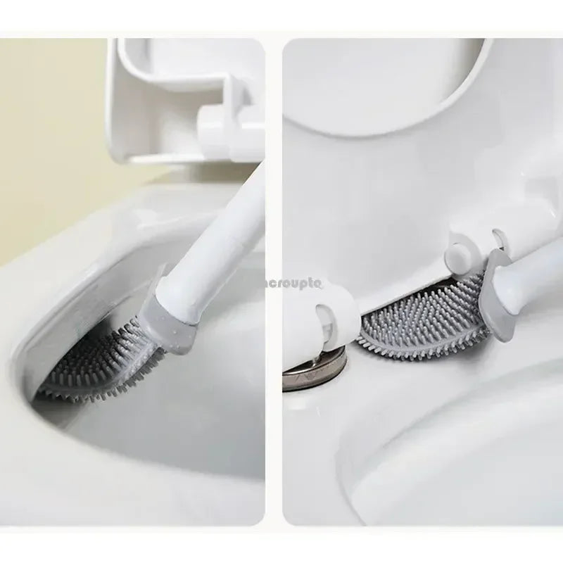 Flexible Silicone Toilet Brush Breathable Leakproof Toilet Bowl Cleaner Brush with Quick Drying Holder WallMounted Kit Bathroom