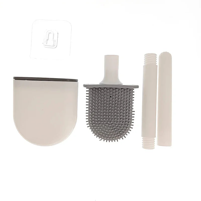 Flexible Silicone Toilet Brush Breathable Leakproof Toilet Bowl Cleaner Brush with Quick Drying Holder WallMounted Kit Bathroom