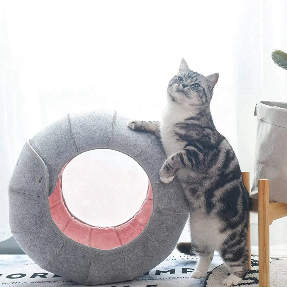 1pcs Pet Spherical Foldable Multiplayability Cat Toy Bed Interactive Cat Tunnel Toy Dual-Use Indoor Toy Cat House Kitten Mat