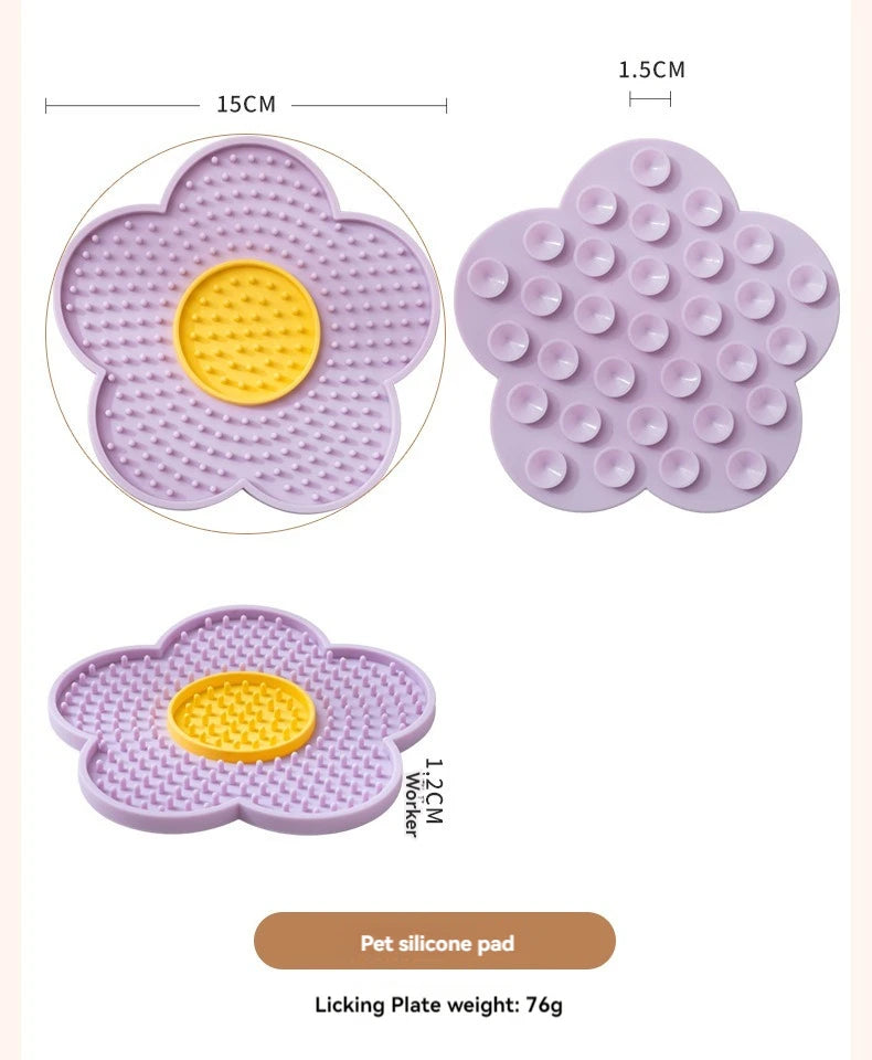 Pet Supplies Cat Licking Pad Pentagram Sun Flower Shape Silicone Dog Licking Plate Cute Pet slow licking mat dog bowl cat bowl